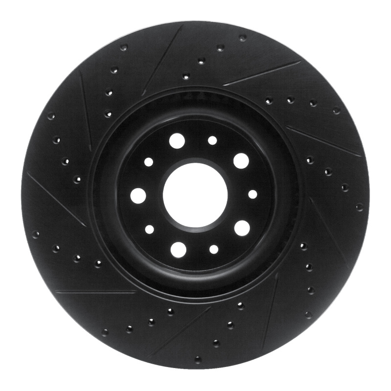 Cadillac CT6 Brake Rotor (1) - Front Right - R1 Concepts - Drilled & Slotted - Black - `14-`25